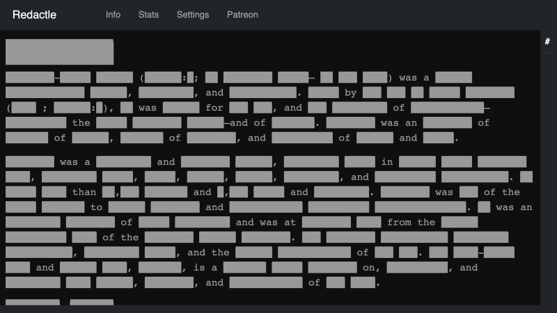 Redactle er som Wordle, men for en hel Wikipedia-side